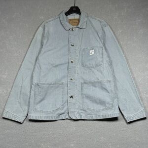 Gap Work Force Hickory Stripe Railroad Chore Jacket L Blue White 100% Cotton